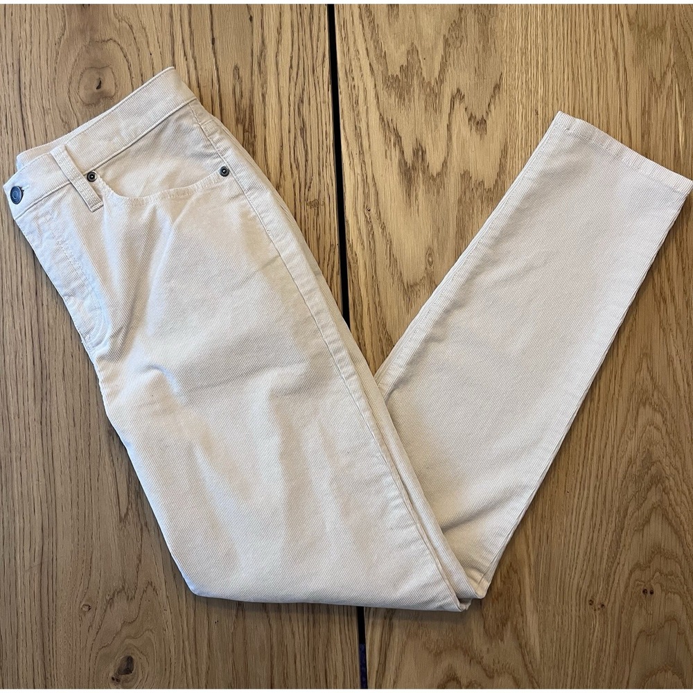 Garnet Hill Slim Ivory corduroy Womens pants Size 6 High Rise